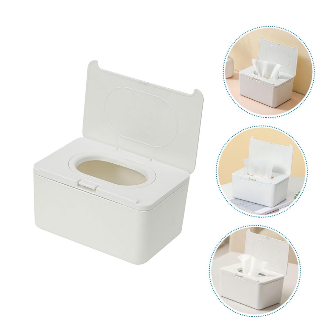ORFOFE Contenitore per Salviette in Plastica Bianco, Scatola Porta Fazzoletti Compatta Coperchio, Stile Moderno Semplice per Uso Bagno e Interno, Confezione 2 Pezzi