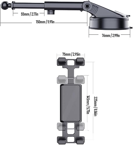 Miniatura 7 de Diyeeni Soporte de teléfono para camión, soporte de teléfono con ventosa para automóvil, parabrisas de salpicadero, soporte para teléfonos para tu
