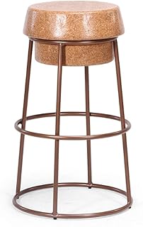 Taburete de Bar Taburetes de Bar Silla Retro ergonómica Desayuno Cocina Mostrador Asiento de Corcho Sillas Hierro Art Legs Taburetes Altos, 36 * 75cm (Color: Metal marrón)