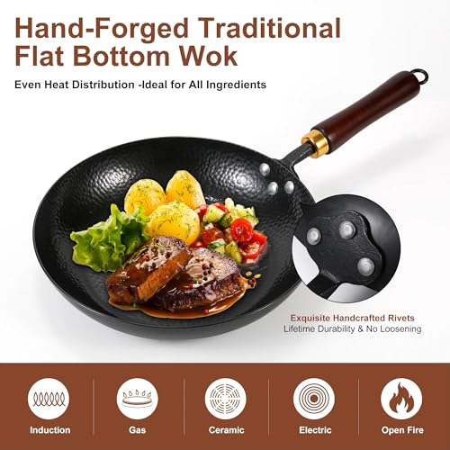Wok de hierro fundido 12.2 pulgadas con tapa y accesorios miniatura 2