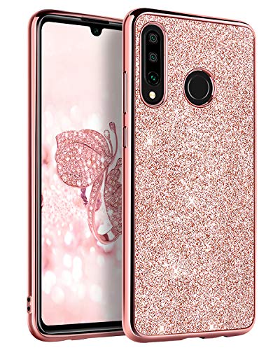 BENTOBEN Funda Huawei P30 Lite,Carcasa Huawei P30 Lite Purpurina Carcasa Ultra Delgada Cover Brillante Resistente Silicona PC Protectora a Prueba...