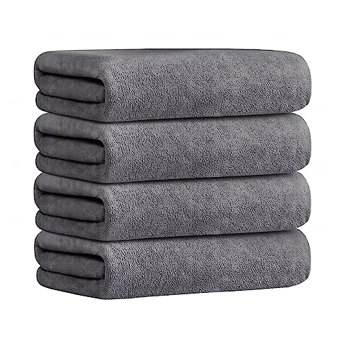 Image of JML Bath Towels Set 4 Pack (30 inch x 60 inch) - Large, Soft, Absorbent, Quick Dry Microfiber Towel for Hair Wrap, Fitness, Sports, Yoga, Swim, Pool, Grey