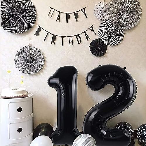 Image of TONIFUL 40 Inch Black Number 25 Balloon Large Foil 25th Birthday Decoration