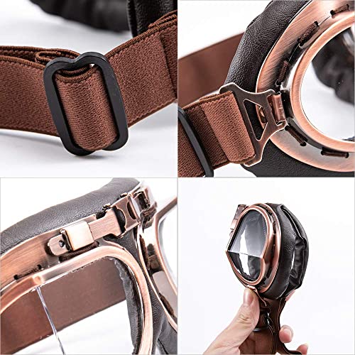 Muxsam Vintage Motorcycle Goggles, Atv Motocross Goggles, Dirt Bike Racing Riding Off Road Scooter Glasses, Windproof Dustproof Eyewear For Adults Men Women, Copper Frame Clear Lens #TOP4