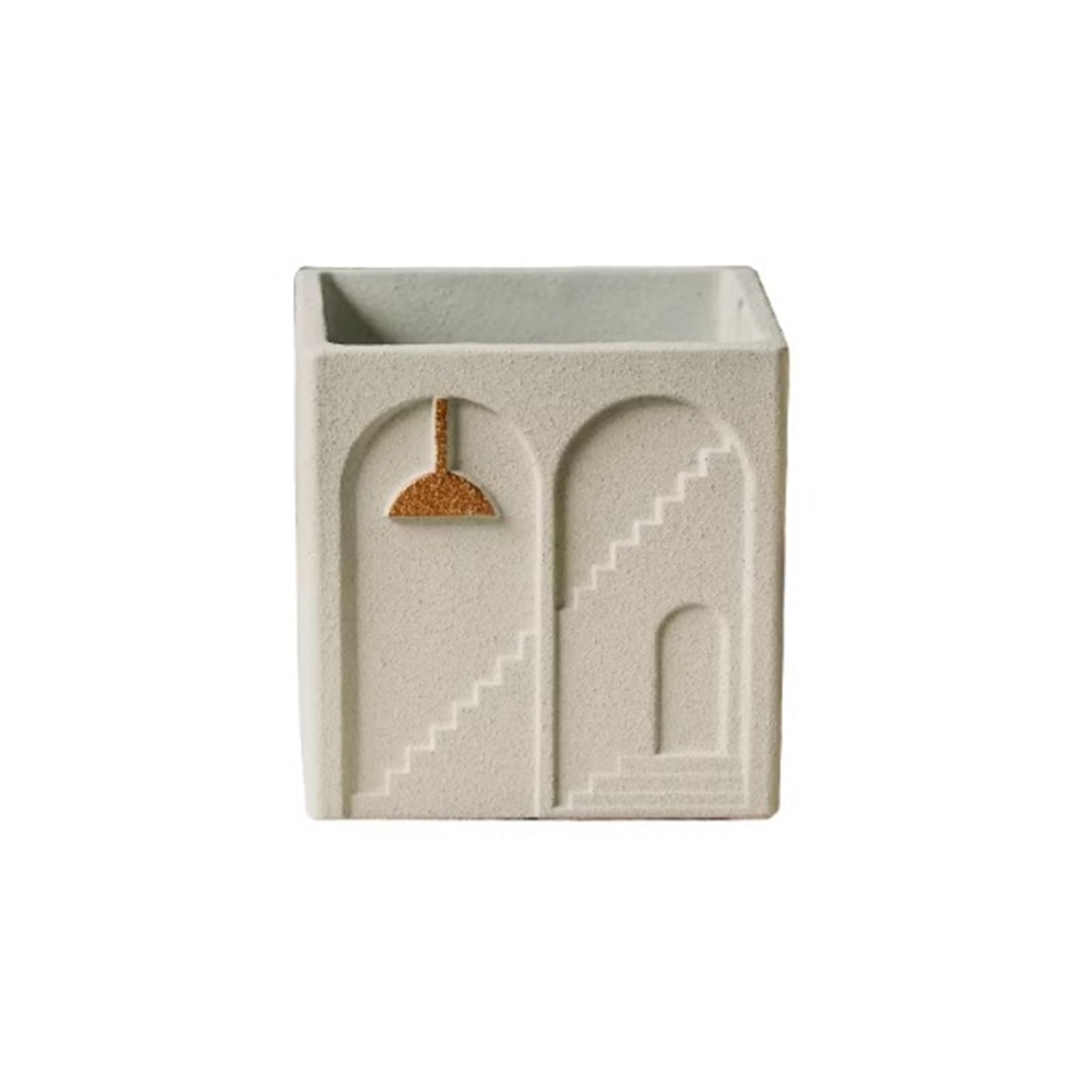 Cenz-888 flowerpot Cement Planters: Simple, Creative, And Unique Planters For Pothos—Square Vintage-Style Pots for Plants(Beige,Small)