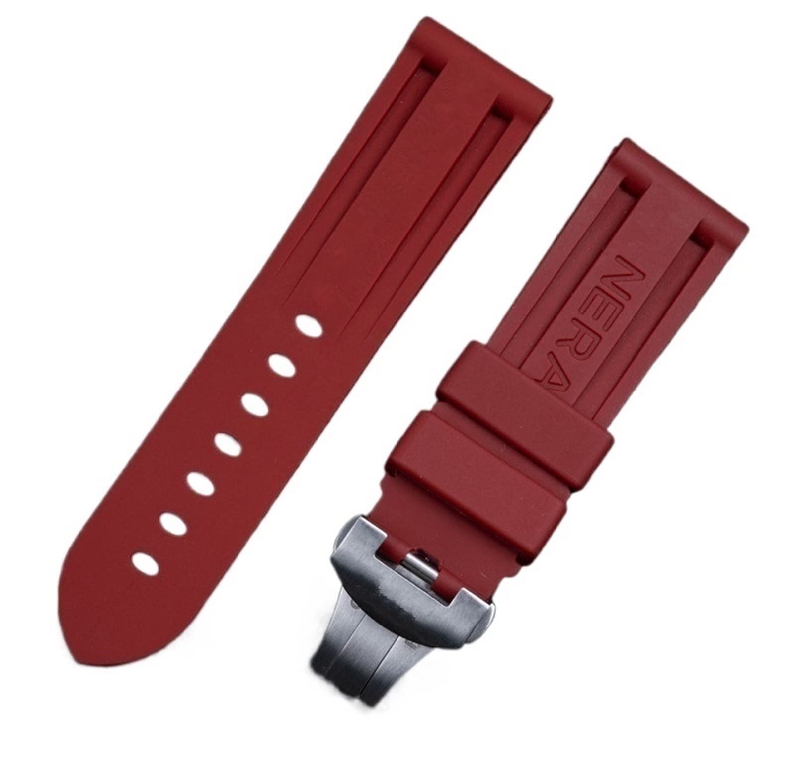 Bracelet de montre caoutchouc 24 mm noir boucle déployante compatible PAM111
