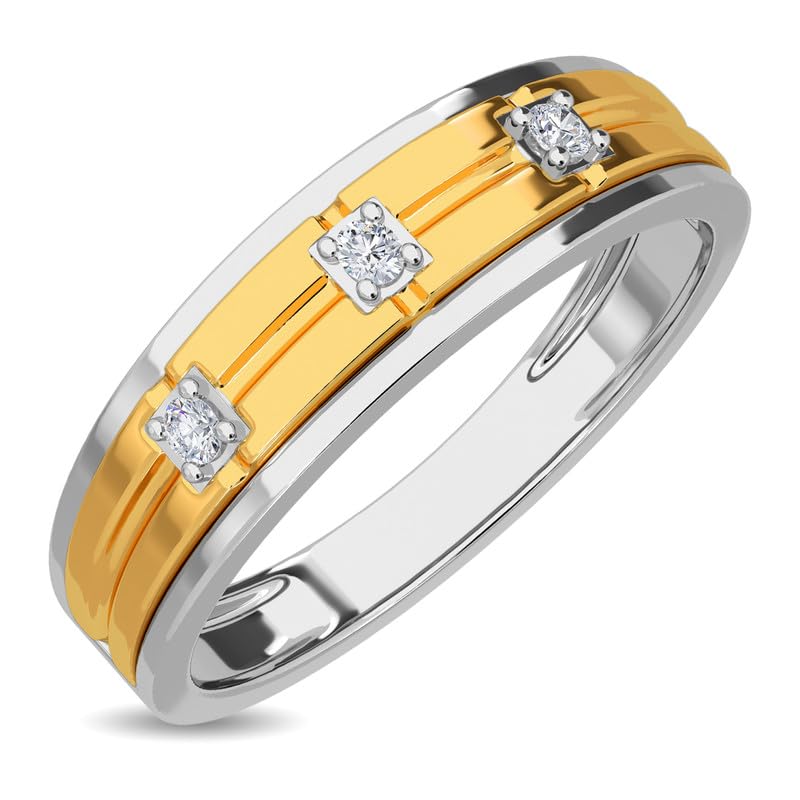 Image of KISNA 14k / 18k Real Gold & Diamond Ring | Diwali, Rakhi Rakshabandhan Gift for Brother, Husband | With Certificate of Authenticity & BIS-Hallmarked Gold Jewellery | Carter Diamond Ring For Him