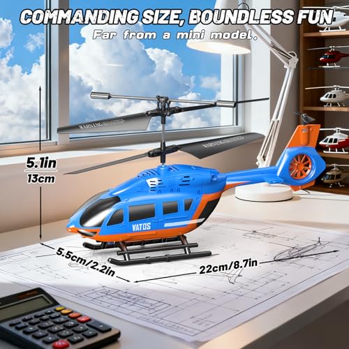 VATOS RC-Helikopter für Kinder, 2,4-G Ferngesteuerter Hubschrauber mit LED-Licht, Höhenhaltung, EIN-Tasten-Start, 3,5-Kanal Rettungs Flugzeug für den Innenbereich Spielzeug für Kinder/Anfänger ab 10+