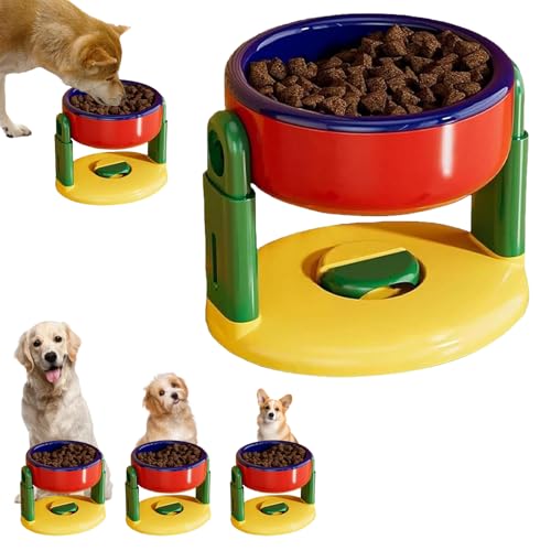 Height Adjustable Raised Dog Bowl with Suction Cup, Single Raised Dog Bowl with Stand for Small and Medium Dogs,Modern Elevated Cat Food and Water Bowls,Liftable Suction Cup Pet Bowls (Red)