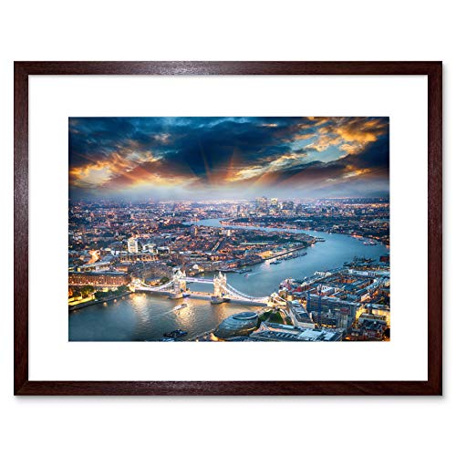 PHOTO CITYSCAPE COMPOSITION AERIAL VIEW LONDON THAMES FRAMED PRINT F12X5485