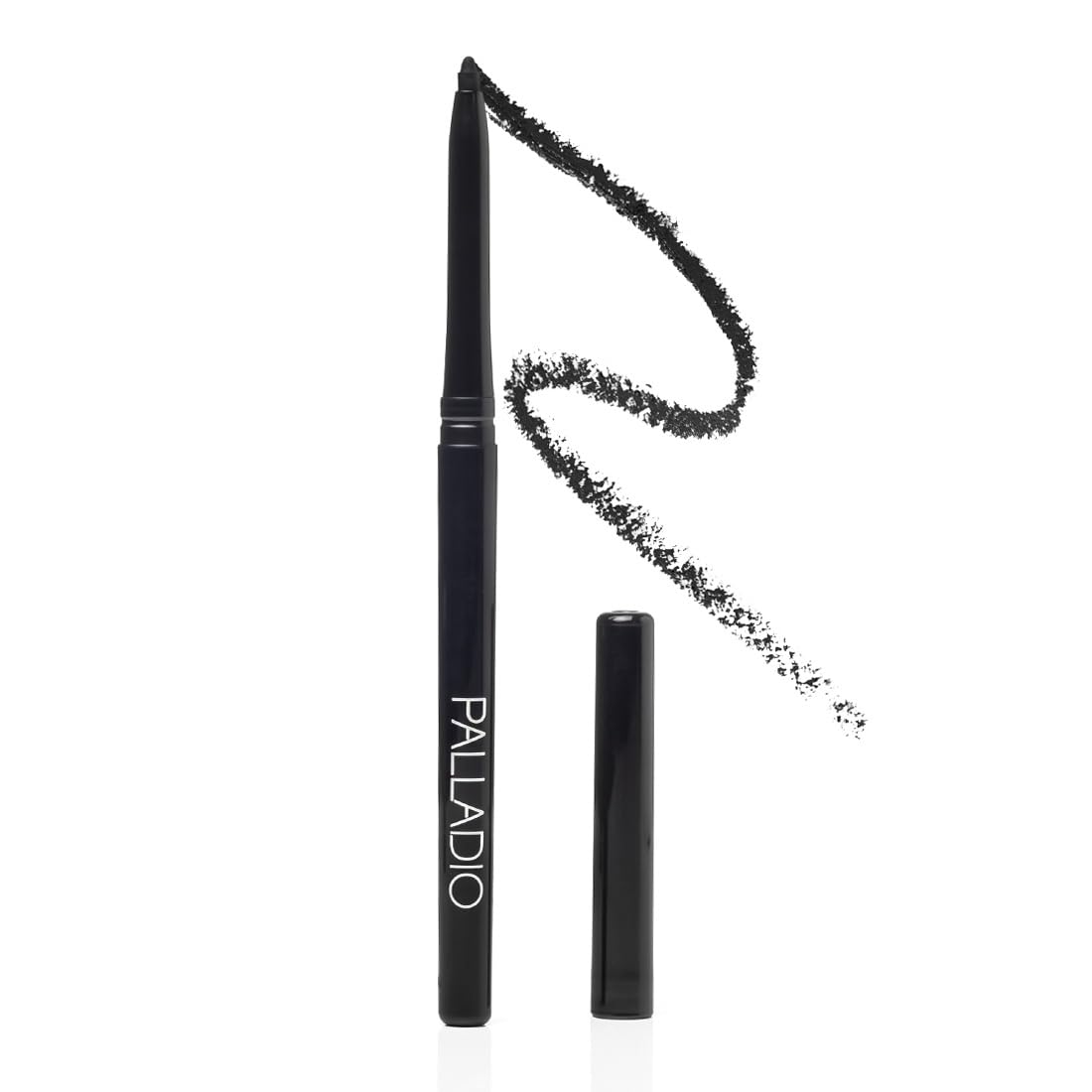 PalladioRetractable Waterproof Eyeliner, Richly Pigmented Color and Creamy, Slip Twist Up Pencil Eye Liner, Smudge Proof Long Lasting Application, All Day Wear, No Sharpener Required, Pure Black