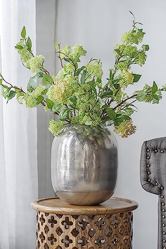 A&B Home Silver Aluminum Vase with Metallic Finish, Decorative Vase with Silver Streaks, Perfect Decor Object for Console Table Dining Table Mantel, 11" x 11" x13"
