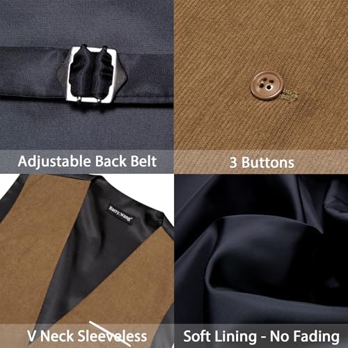 Image of Barry.Wang Mens Outdoor Corduroy Vests Vintage Western Cowboy Sleeveless V-neck Waistcoat Retro Casual Vest