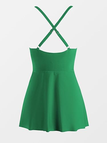 Miniatura 6 de CUPSHE Traje de baño de una pieza para mujer, con control de abdomen, vestido de natación entrecruzado con falda fruncida y parte inferior