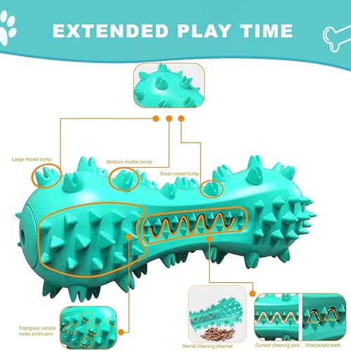Image of Dog Teeth Cleaning Toy for Training, Playing, Chewing - Squeaky Toys for Aggressive Chewers - Toothbrush Stick Bone for Medium Large Dogs (Blue)