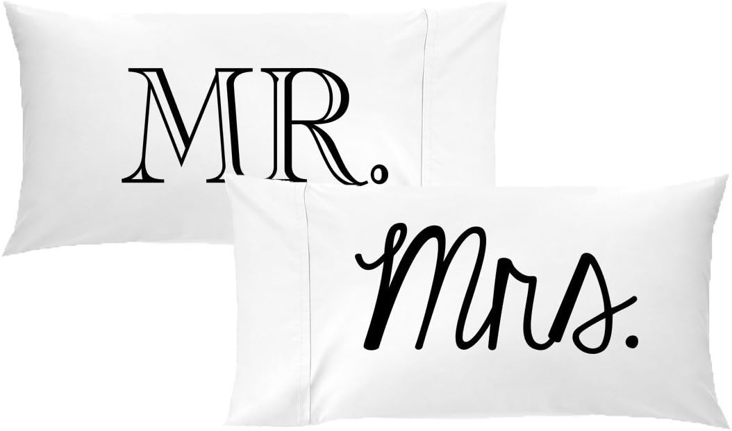 Oh, Susannah Mr and Mrs Pillow Cases - Anniversary Wedding Gift - Couple Pillowcases His & Hers (2 Queen Size Pillowcases) Girlfriend Gifts