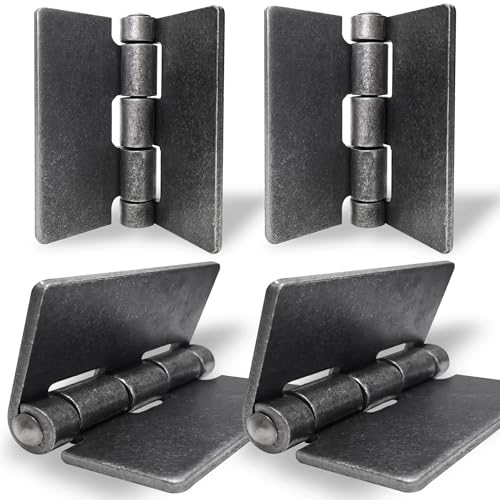 Weld On Hinges Heavy Duty - 4-1/2 x 4-1/4 Weldable Gate Hinges - 3/16 Thick Steel - 4 Pack - for Heavy Gates Doors Barn Doors - Max Load 600 lbs per Pair