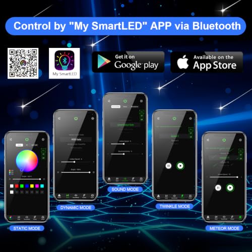 Image of AMKI Dual Color 32W Twinkle Starlight Engine with RGB Meteor,Twinkle+Sound Activated 4Lamp Beam Starlight Box Motor APP /Remote Control for Twinkle Star Ceiling Decoration
