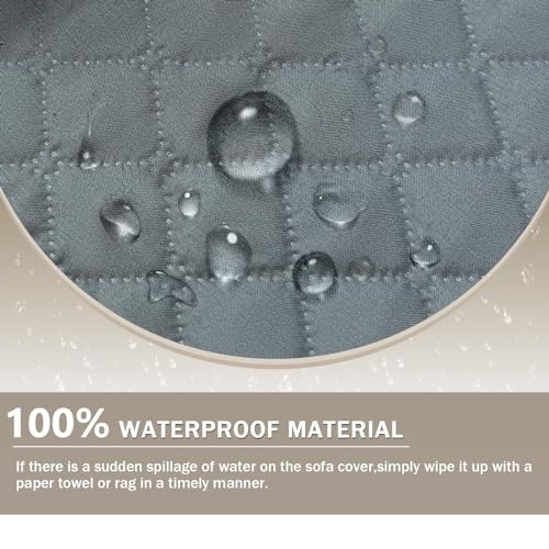 Housse de canapé imperméable matelassée haut de gamme réversible gris-bleu - 5