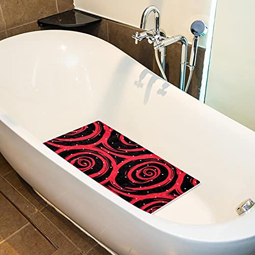 Tapis de bain antidérapant avec ventouses roses rouges