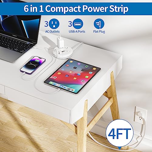 NTONPOWER Regleta de Viaje, Aprobada para Crucero, Regleta Portátil con Enchufe Plano - 3 Tomas con 3 Puertos USB, Cable de Extensión de 1.22 m para Accesorios de Crucero, Esenciales de Viaje miniatura 3