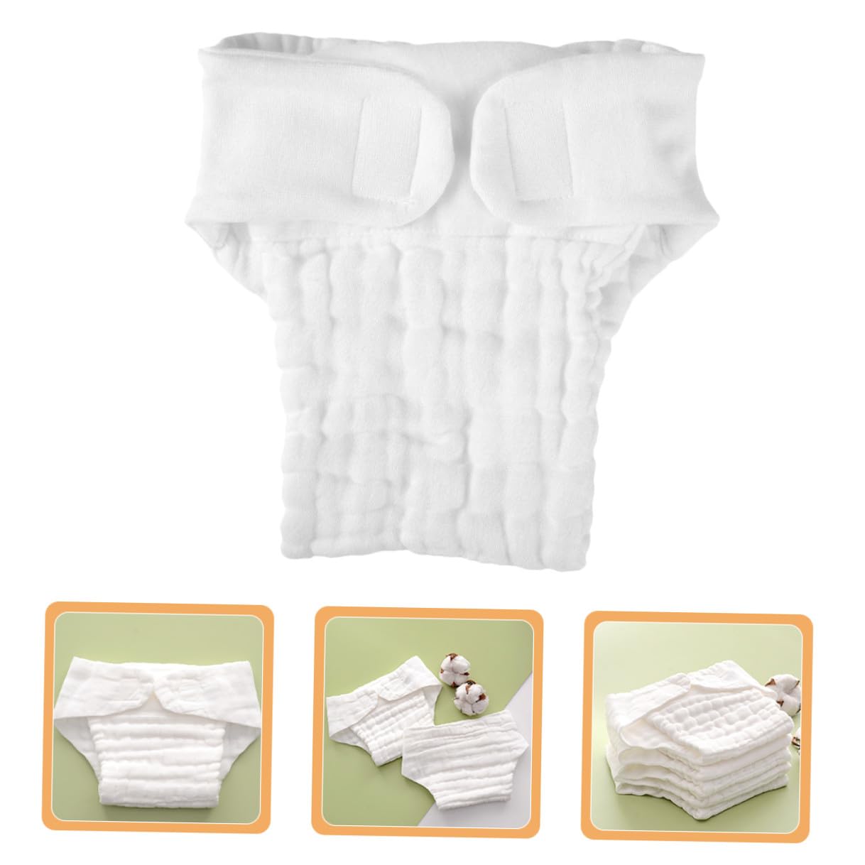 Forros de Pañales de Algodón para Bebés, 5 Piezas, Blanco, M