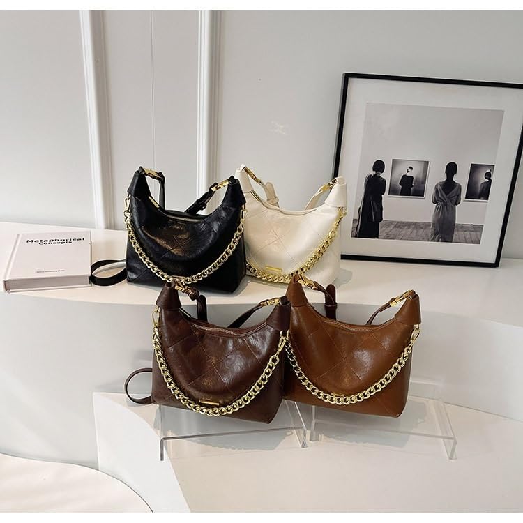 Bolso de hombro retro con cadena y diamantes elegante para mujer 5