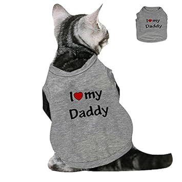 Futaba" I Love My Daddy" Vest Shirt - Grey - S - Cat/Kitten