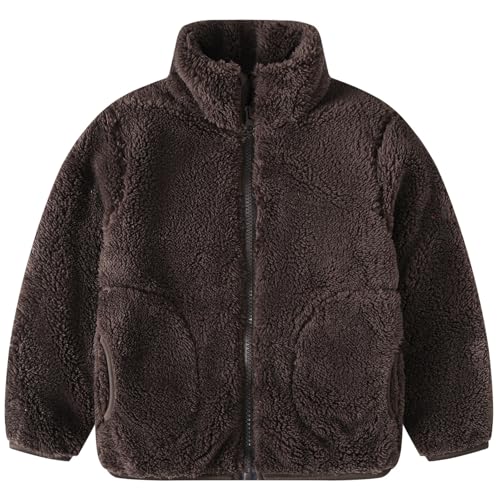AIWUHE Toddler Girls Boys Fleece Jacket Kids Polar Fleece Zipper Jacket Soft Fall Winter Warm Outerwear With Pockets 2-8Y