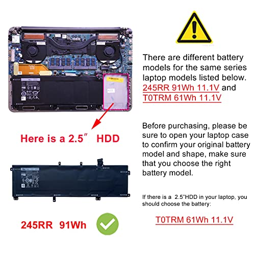 Dentsing 245Rr Laptop Battery Replacement For Dell Xps 15 9530 9535 P31F Precision M3800 Series 701Wj 7D1Wj H76Mv Y758W 91Wh 11.1V 7810Mah #TOP2
