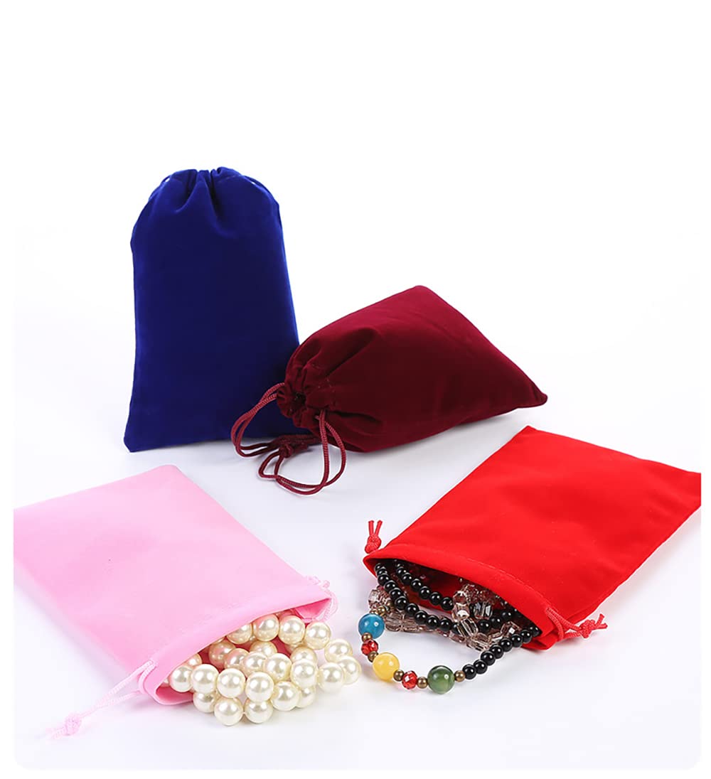 Dokeno 20 stuks fluwelen zakjes, trekkoord, zachte cadeauzakjes voor sieraden en banket, 12 x 15 cm (roze