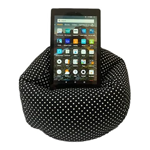 Black Polka Dot MyCushy Tablet Stand Holder Adjustable, Works with any Device including Phones, Tablets, eReaders or Books, Washable, Portable, Lightweight Cover