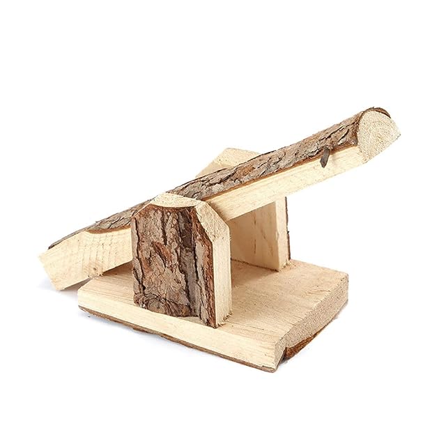 Foto 4 de 7 de ANCLLO Plataforma de madera natural para animales pequeños hámster gerbil ardilla ratón ejercicio jugar…