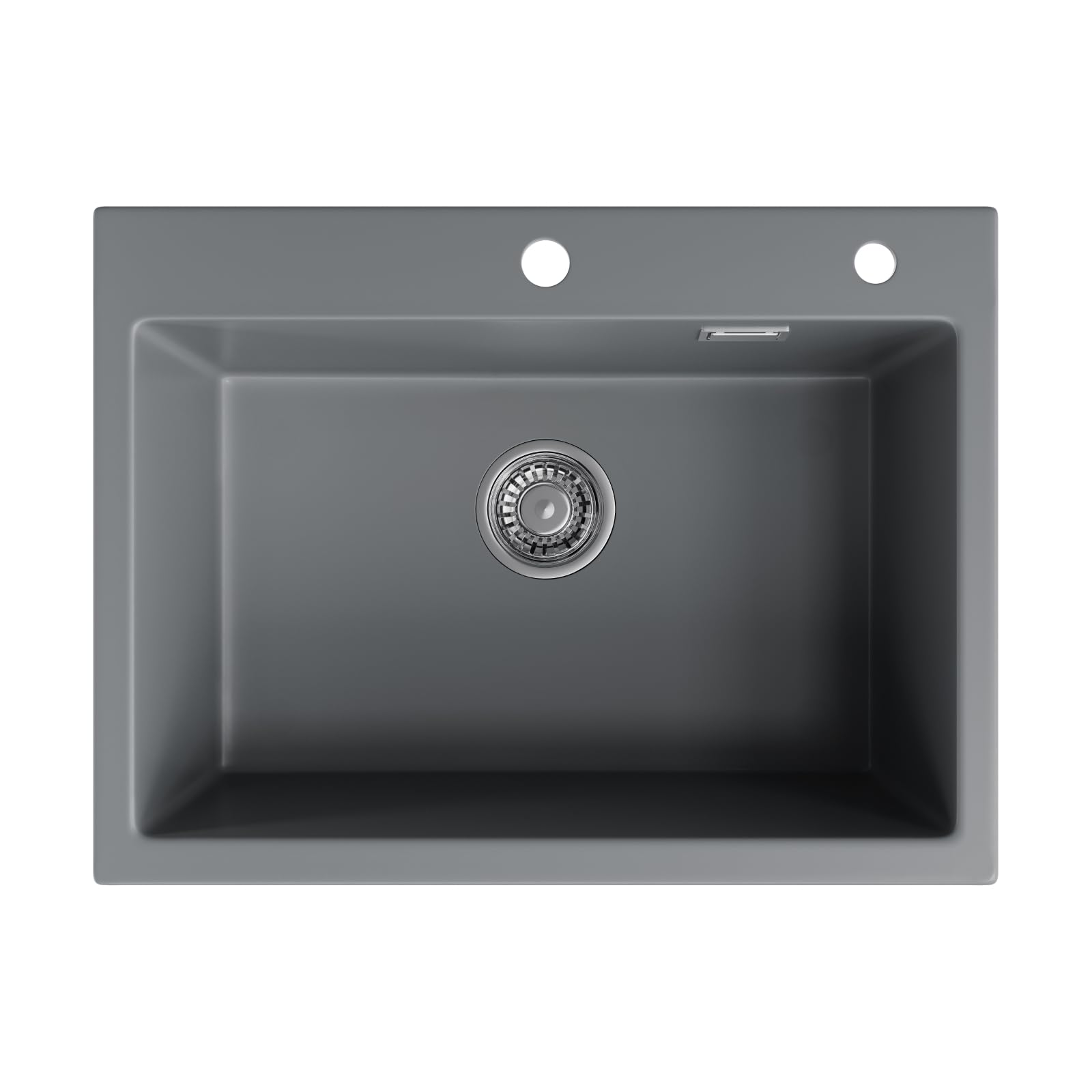HOROW Spülbecken Grau Küchenspüle aus Granit Einbauspüle, Waschbecken Küche Großes 1 Becken, Spüleküche inkl Siphon, Spülbecken-Küche mit Hahnloch 60 × 45 cm