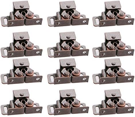YuanhuaRongsheng 20pcs Double Roller Catch，Heavy Duty Latch Hardware for Cabinet Closet Doors (Bronze Tone)