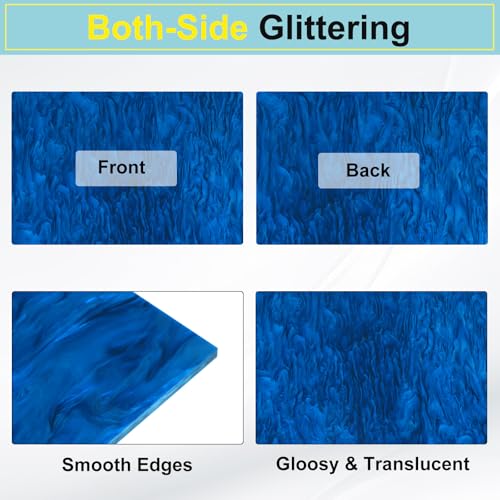 Image of MECCANIXITY 3 Pcs Glitter Pearl Acrylic Sheet,12 inch x 8 inch x 1 /8 inch Pearlescent Cast Pmma Plastic Sheets Extruded Translucent Blanks for DIY Art Crafting Laser Cutting & Engraving,Dark Blue