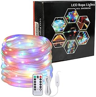 LED Fairy Rope String Lights- Afufu 65FT/20M 200 LED String Light with Remote Timer 8 Mode Dimmable Strip Lights for Garden Patio Party Christmas Tree Outdoor/Indoor Decoration