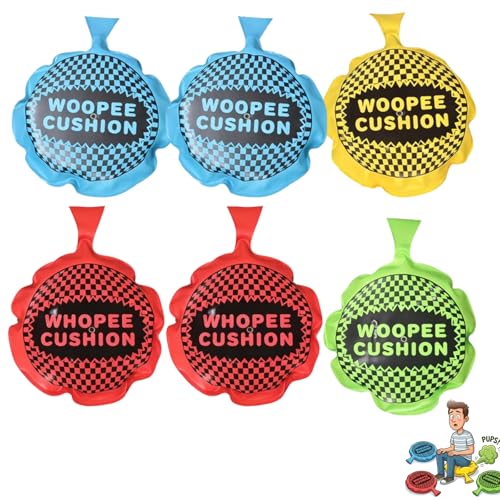 OhebEsx Pupskissen Furzkissen Set 6 Stück Scherzartikel Groß Laut Aprilscherz Artikel Prank Sachen Für Partys Und Familienfeiern Gelb Grün Blau Rot Farben 12X9 cm Größe