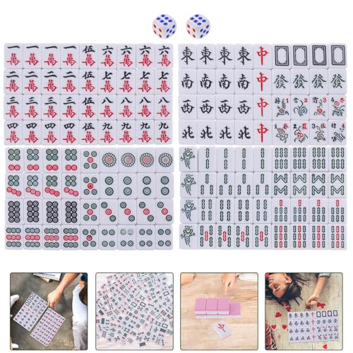 Mini Mahjong portátil con azulejos y caja miniatura 5