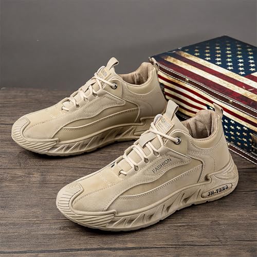 Image of ANUFER Mens PU Sport Shoes Fashion Chunky Sneakers Height Increasing Trainers