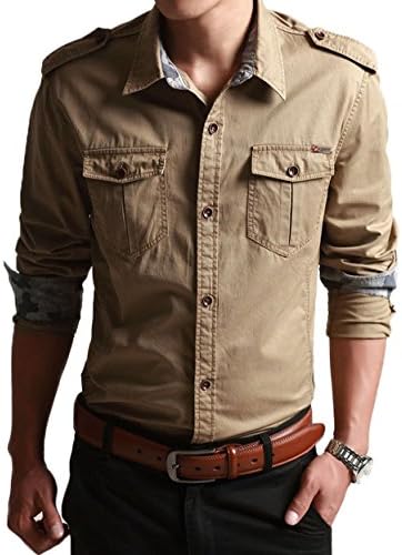 Men's Classic Retro Military Camouflage Lined Patchwork Shirt