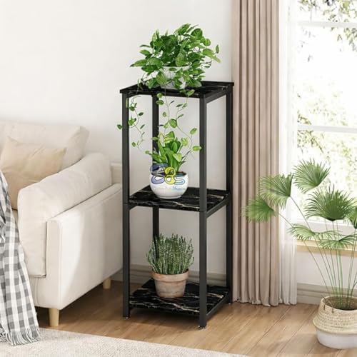 Image of Brown Art Shoppee Plant Stand Indoor Outdoor,Tall Metal Plant Stands, 3 tier Flower Pot Plant Holder, Modern Plant Shelf for Corner Living Room Garden Balcon (Black)