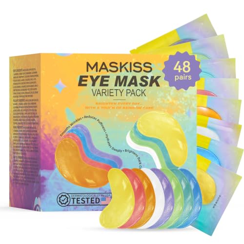 Maskiss Under Eye Patches Variety Pack (48 Pairs), Eye Masks for Dark Circles Puffy Eyes With 8 Colors (6 Pairs/Color), Vegan Skin Care Gifts for Women