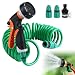 Hojalis Spiralschlauch Wasser 10M, Flexibler Gartenschlauch, Spiralschlauch Komplett Set mit 8 Funktionen Spritzdüse, Wasserschlauch Dehnbar Flexibler Gartenschlauch für Gartenbewässerung, Autowäsche