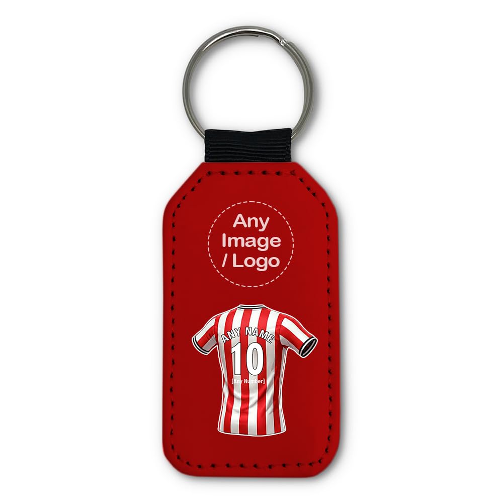 UNIGIFT Personalised Gift - Sheffield Red Fan Rectangle Keyring (Red and White Stripes Football Jersey Design) Custom Name Keychain - Steel City S2 Club