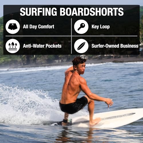 Ho Stevie! Men’s Surfing Boardshorts with Anti-Water Pockets, Key Loop, 17" Outseam Swim Trunks2