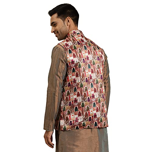 Image of SOJANYA (Since 1958, Mens Cotton Blend, Checked Nehru Jacket