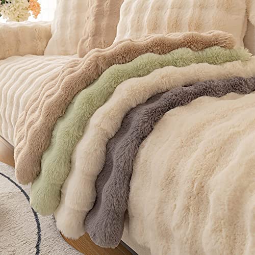 Thick Rabbit Plush Sofa Cushion, 2023 Upgraded Non-Slip Sofa Cover Super Soft Faux Fur Throw Pillow Cover, Fashion Fluffy Couch Cushion Covers Furniture Protector (A Style, Sofa Cushion 70*210 Cm) #TOP2