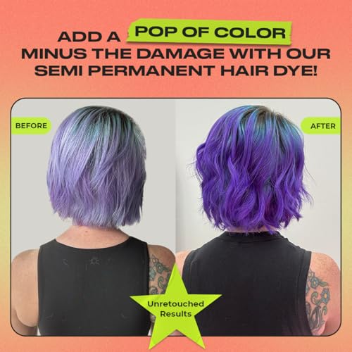 Image of INH Semi Permanent Hair Color | Color Depositing Conditioner | Purple Hair Dye | No Bleach, No Peroxide Temporary Purple Iolite Tint for Women Men | Vegan, Ammonia Free, Sulfate Free, Ready to Use 6oz