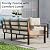 UDPATIO 6 Piece Patio Furniture Set, Metal Outdoor Sectional Sofa with 6" Thick Olefin Cushions, Wide Armrest & Coffee Table, L Shaped Outdoor Furniture for Garden, Backyard Beige